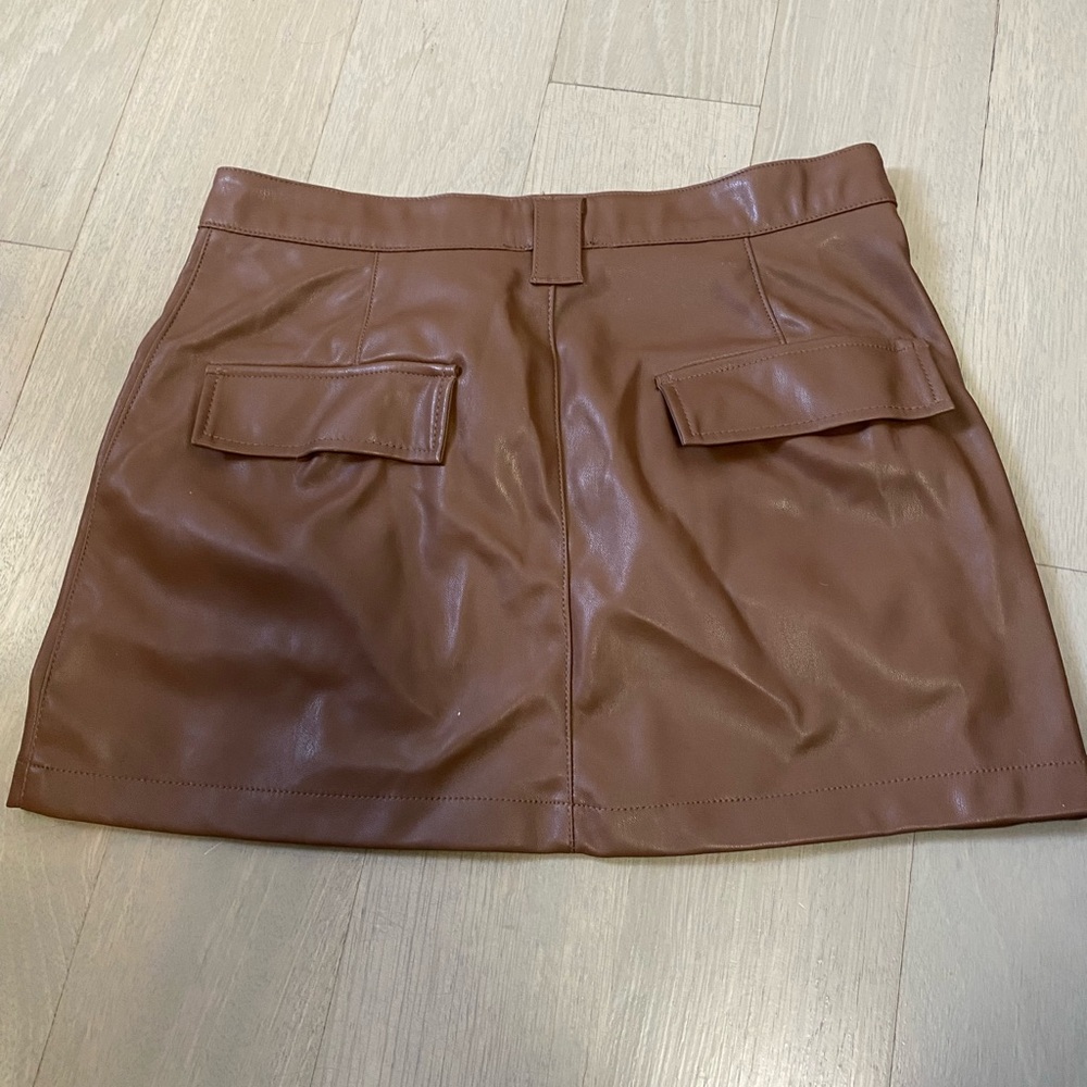Love Tree Brown Faux Leather Skirt - Picture 2 of 3